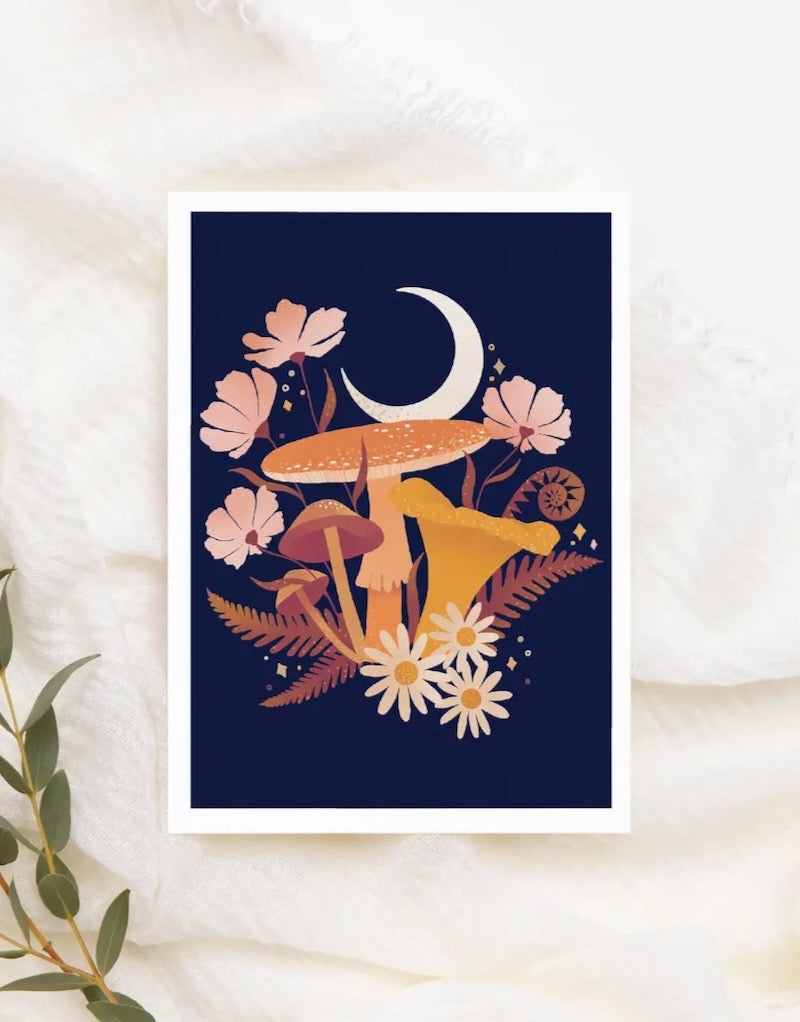 Mushroom Moon Greeting Card