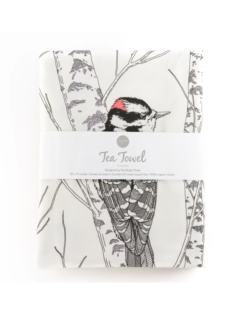 Downy Woodpecker Tea Towel