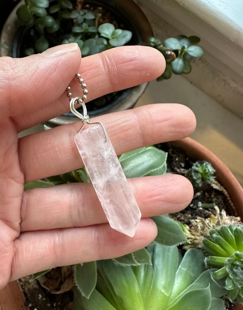 Quartz Rose Pendant Point