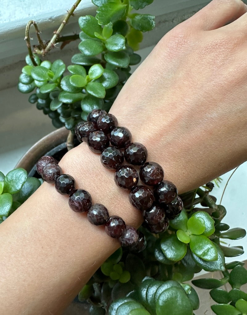 Garnet Red Bracelet- 10mm Facet