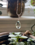 Prasiolite - Green Amethyst Teardrop Facet Pendant