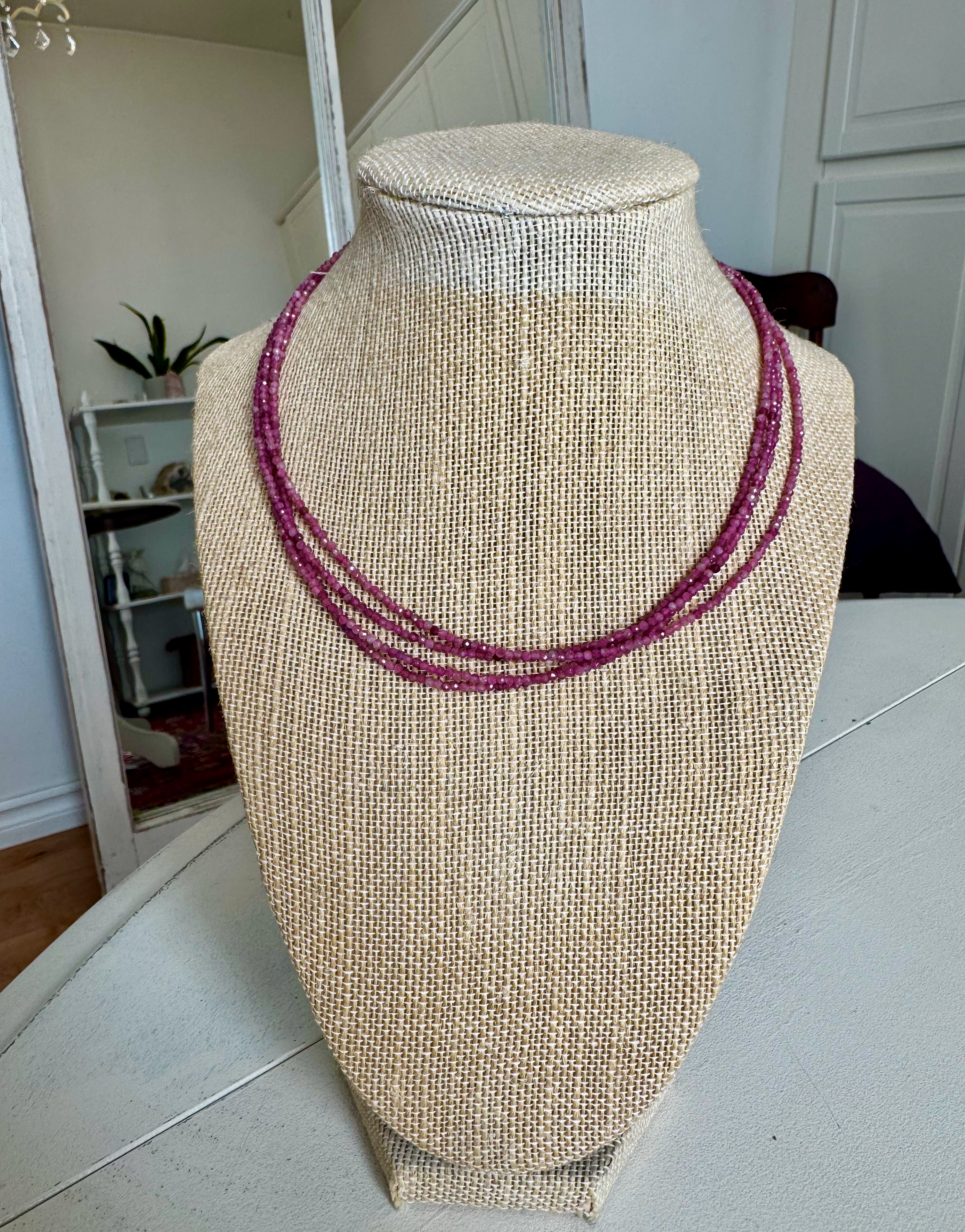 PINK TOURMALINE  BEADED NECKLACE