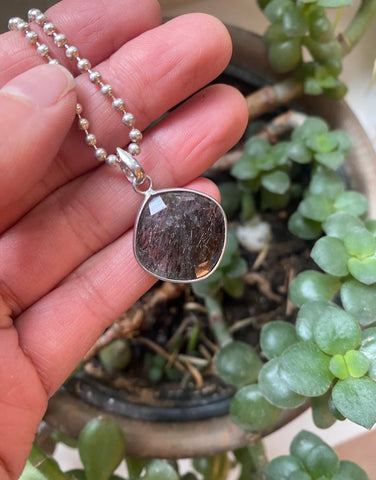 RUTILATED BLACK QUARTZ PENDANT - TEARDROP