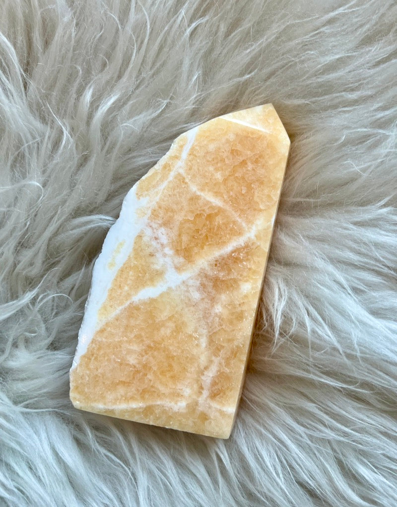 Orange Calcite Point - Polished/ Raw