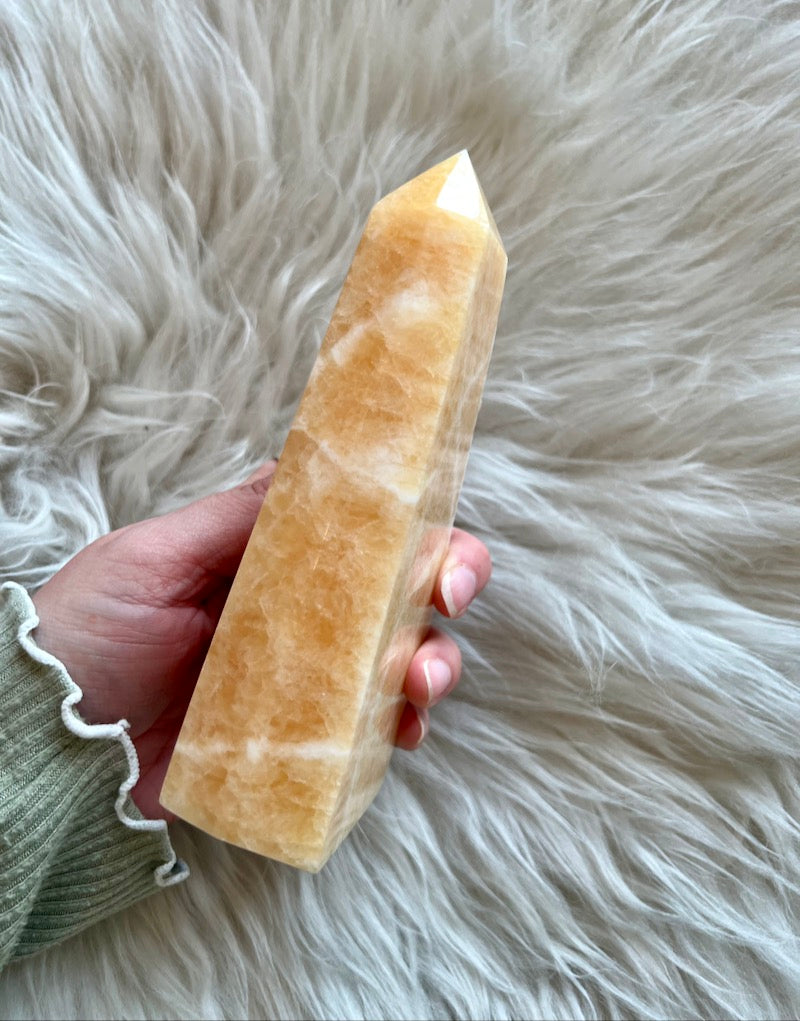 Orange Calcite Point - Polished/ Raw
