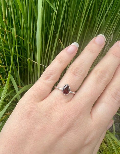 Red Garnet -  Silver Ring