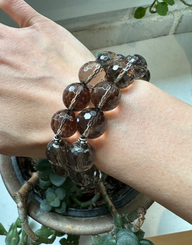Smokey Quartz Facet Bracelet A+ 14m