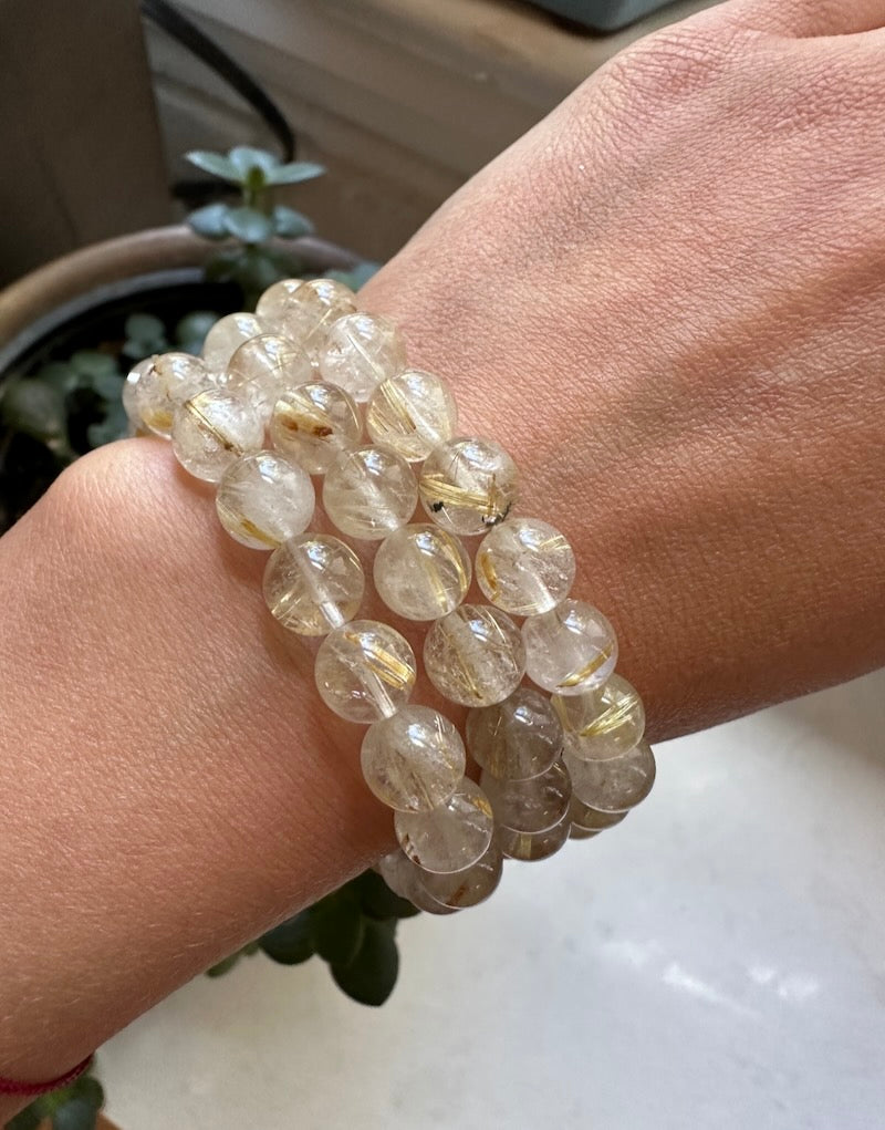 RUTILATED QUARTZ BRACELET - 8mm round
