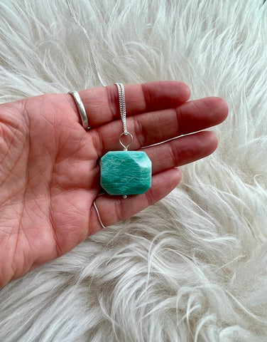 AMAZONITE FACET PENDANT