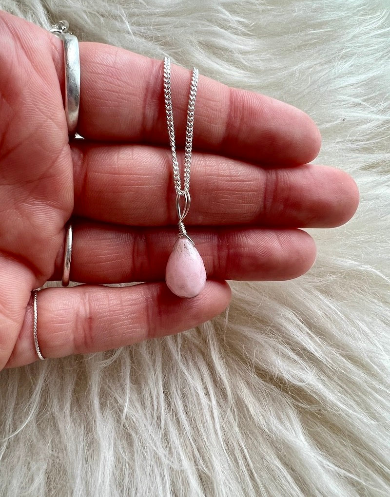Pink Opal Teardrop Pendant