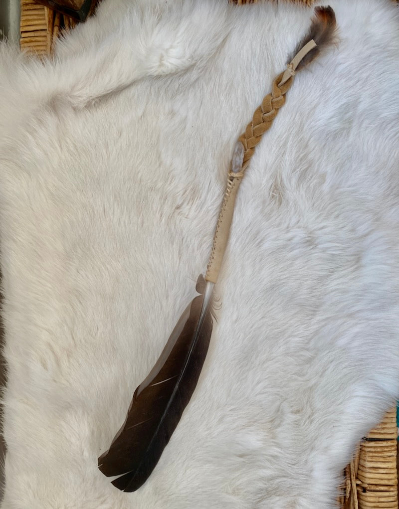 Handmade Smoke Clearing Feather - Braided