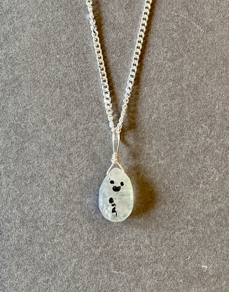 MOONSTONE - RAINBOW PENDANT - TEARDROP FACET