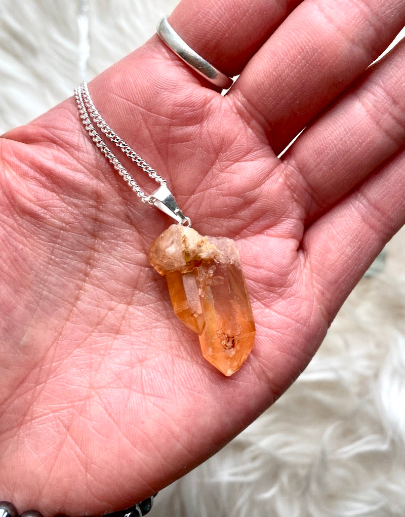 QUARTZ Tangerine Raw PENDANT The Rock Store