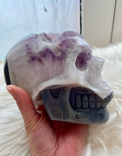 Amethyst Geode Skull