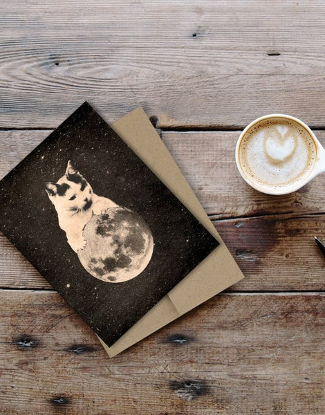 GALEK SEA - CAT MOON GREETING CARD