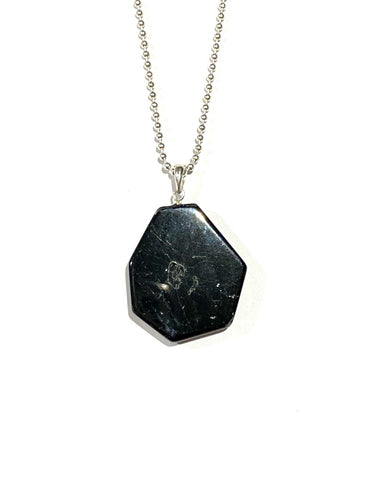 TOURMALINE - BLACK  PENDANT - SLICE