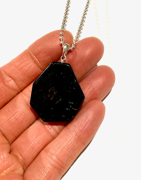 TOURMALINE - BLACK  PENDANT - SLICE
